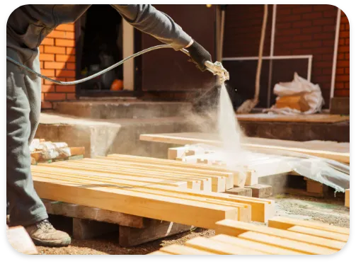 Fire retardant spray application on multiple materials demonstrating Class A protection by Local Proofing technicians in Las Vegas